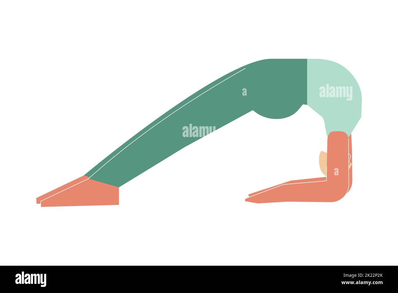 Vector illustration with flat female character. Sportive woman learns posture with backbend and does Dwi Pada Viparita Dandasana at yoga class. Fitnes Stock Vector