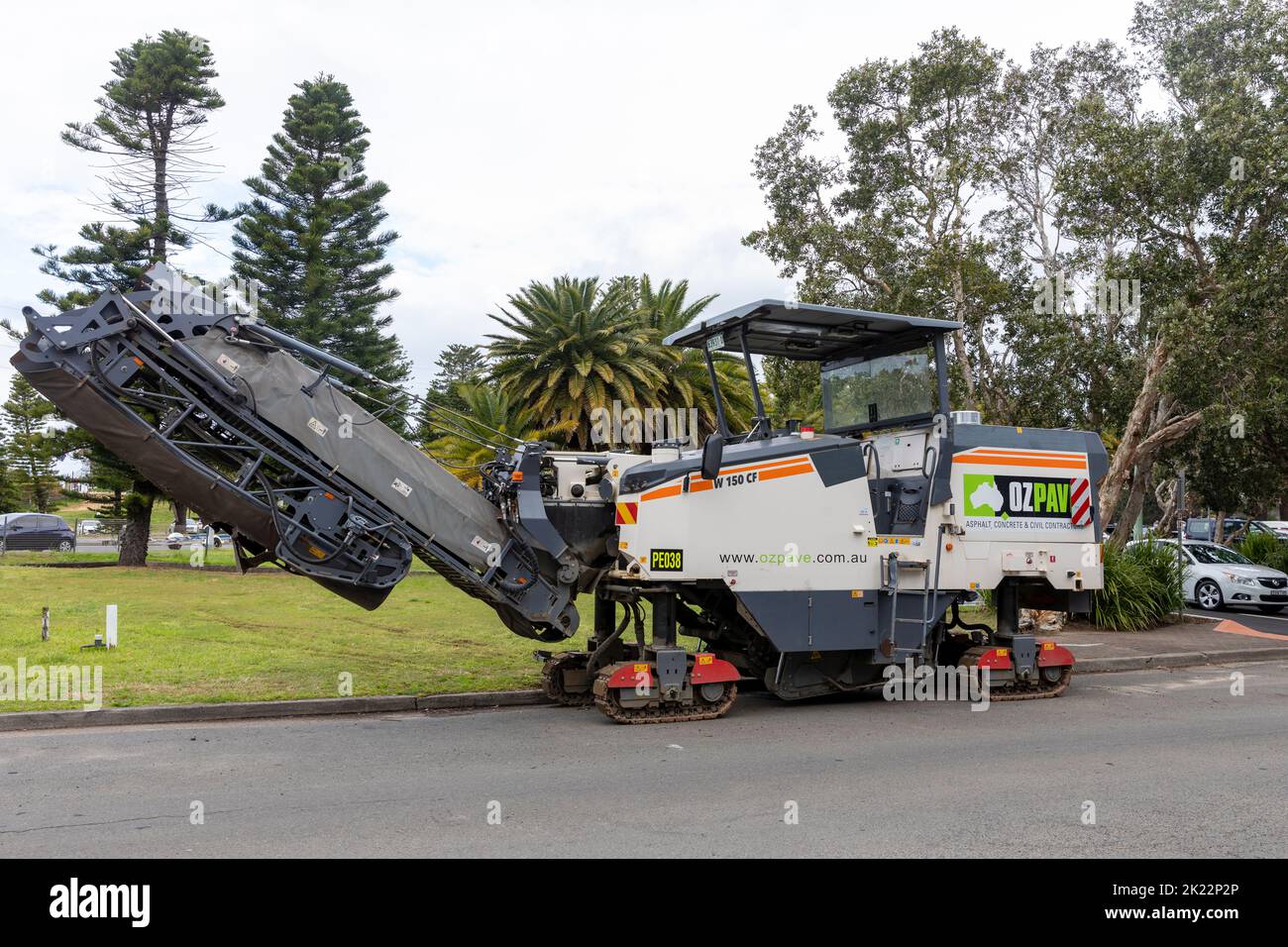 Asphalt road milling cold planing machine parked in Avalon Beach,Sydney
