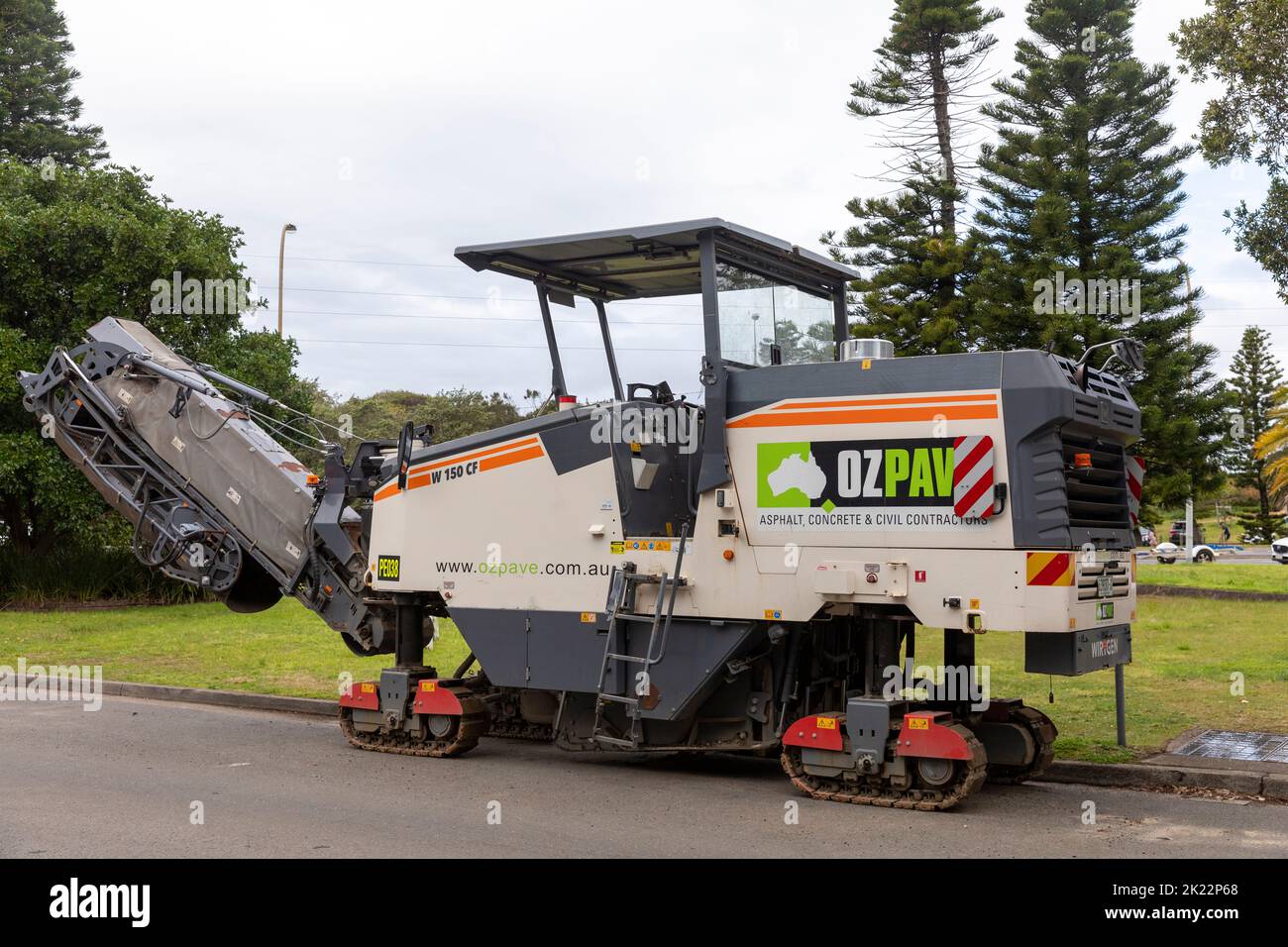 Asphalt road milling cold planing machine parked in Avalon Beach,Sydney