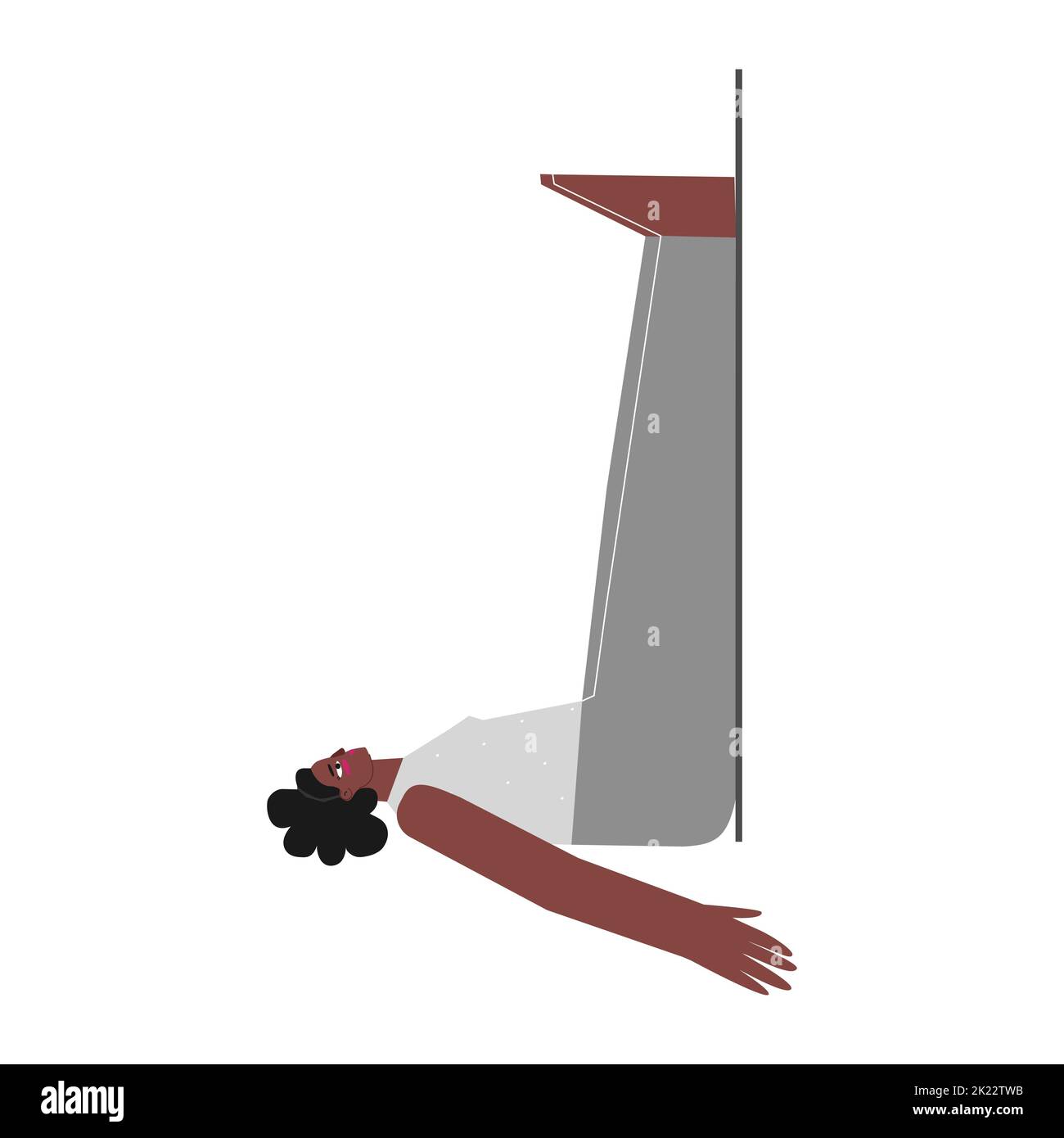 Vector concept with flat female body positive character. African