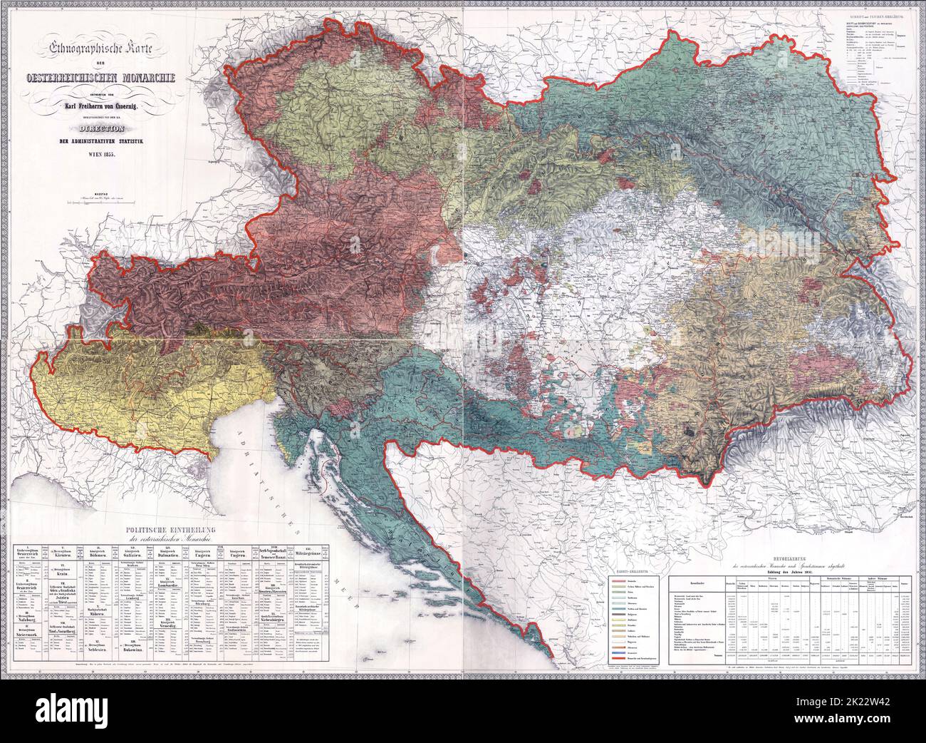 Austria Hungarian Empire Map Hi Res Stock Photography And Images Alamy Ethnographic Map Of The Austrian Monarchy From 1855 Made By Karl Freiherr Von Czoernig 2K22W42