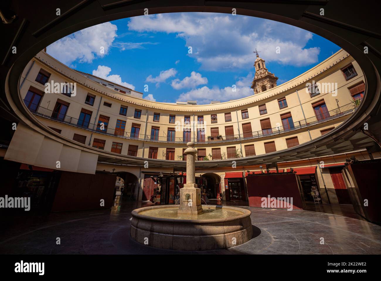 View of the emblematic Plaza Redonda or Plaça Redona in the heart of the old town of Valencia, a must-see in the city Stock Photo