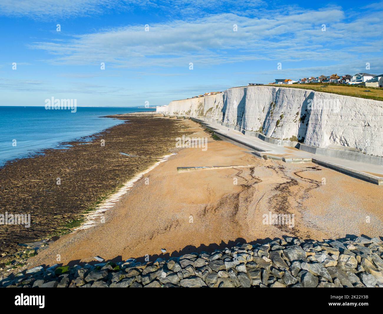 aerial view of saltdean seafront and cliffs  on the east sussex coast Stock Photo