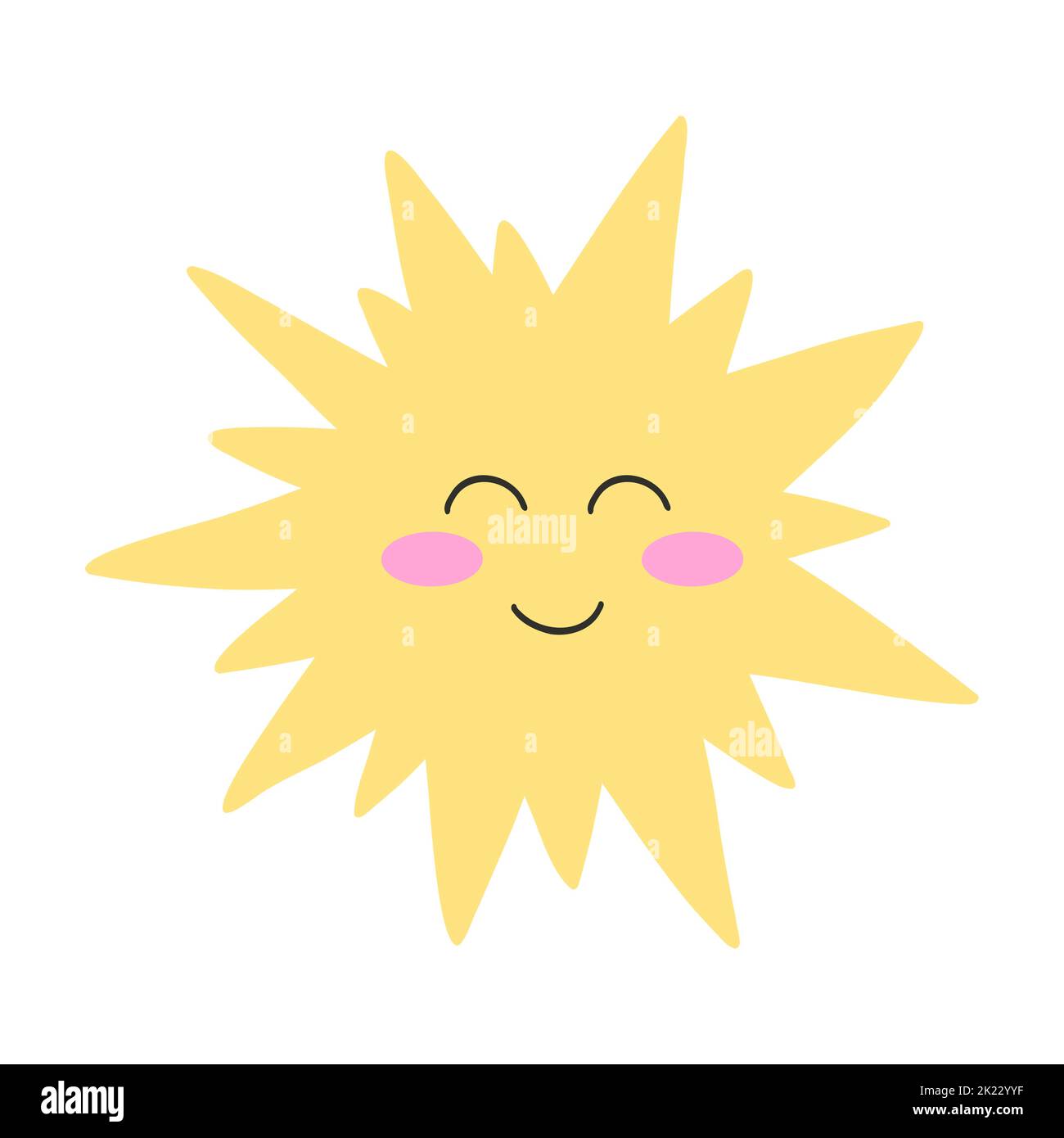 https://c8.alamy.com/comp/2K22YYF/hand-drawn-sun-icon-with-happy-face-cartoon-vector-illustration-of-sunshine-girly-sticker-flat-style-2K22YYF.jpg