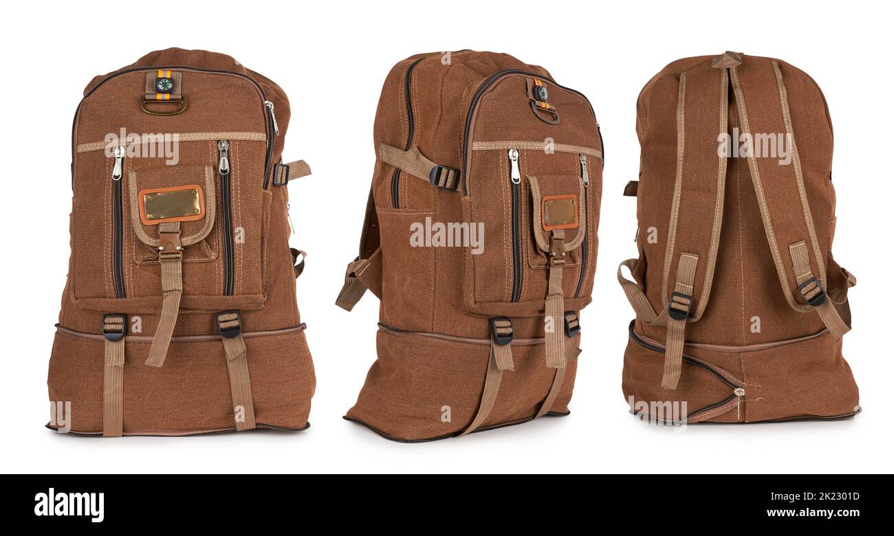 Big backpack for travel isolate on a white background Stock Photo
