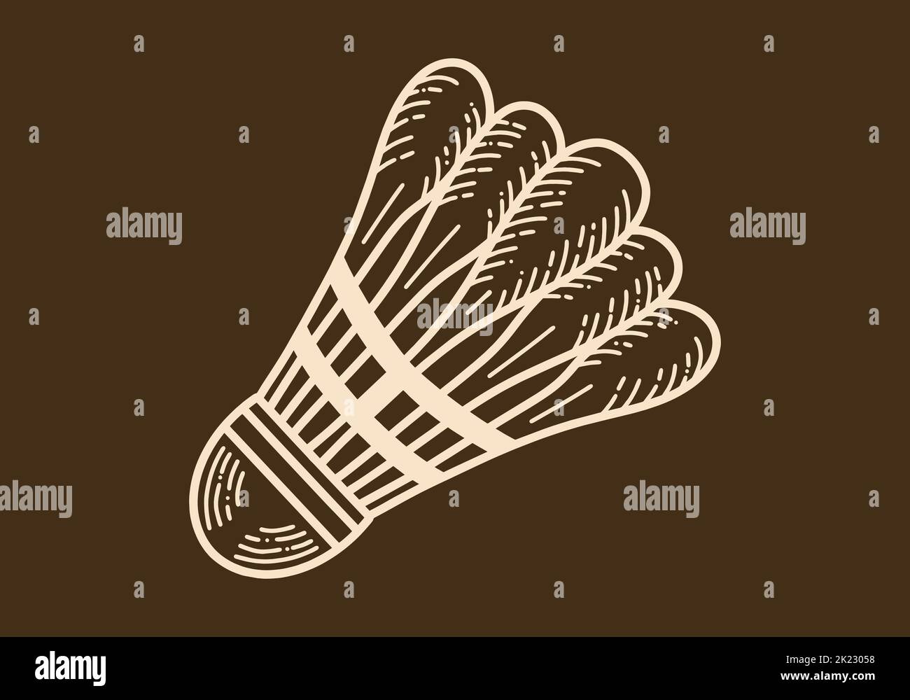 Badminton shuttlecock retro vintage line art design Stock Vector Image