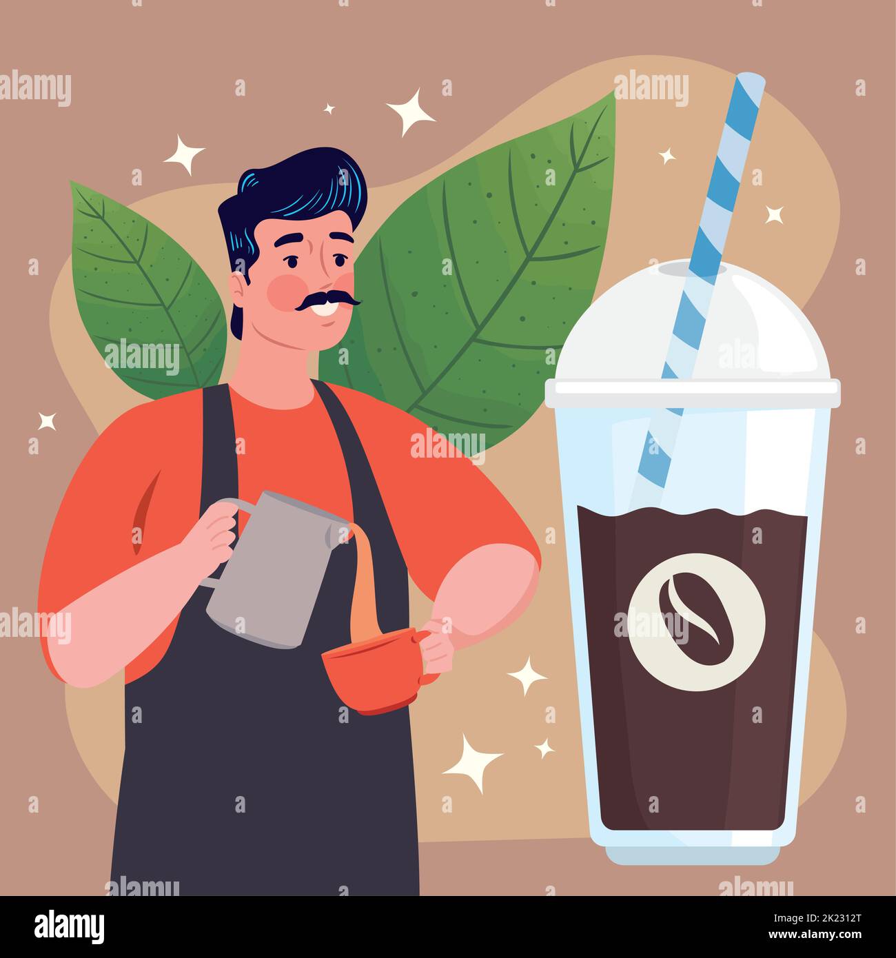 coffee shop barista with iced coffee Stock Vector Image & Art Alamy