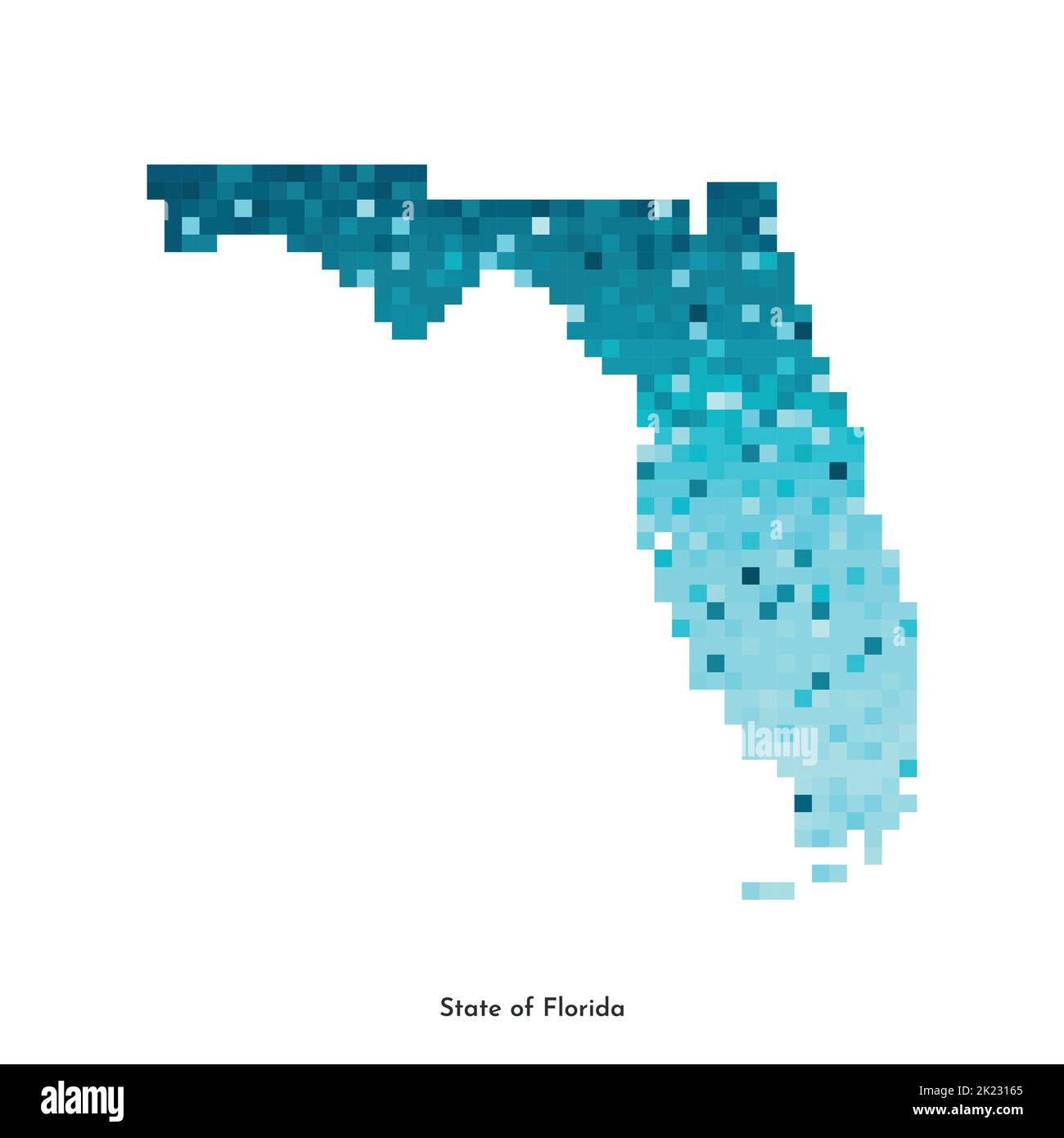 Vector isolated geometric illustration with icy blue area of USA