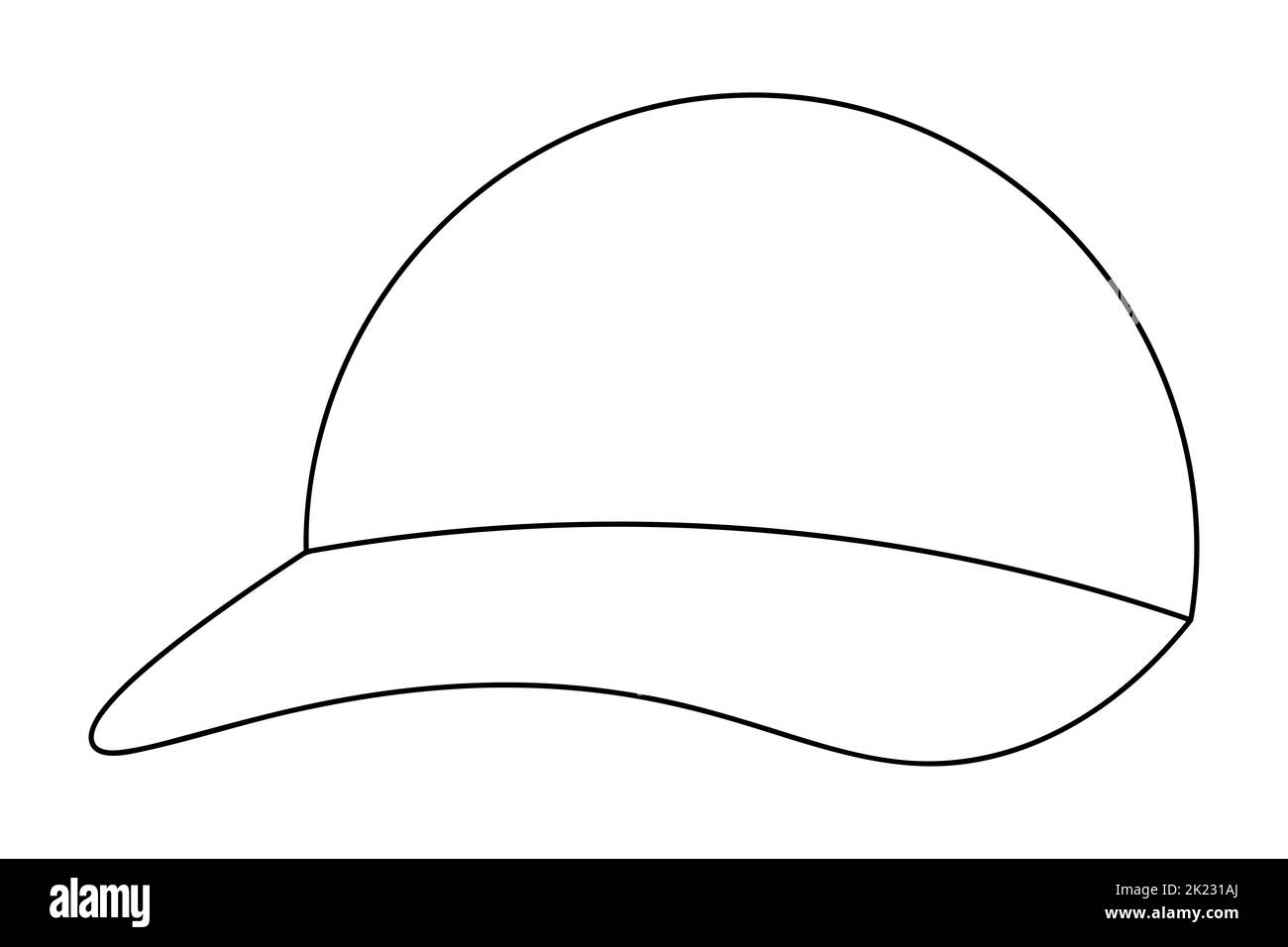 Baseball Hat Coloring Page - Baseball Cap Sketch Cap With A Visor Vector Illustration Outline On Isolated Background Headwear To Protect Against Sunstroke Summer Hat 2K231AJ 