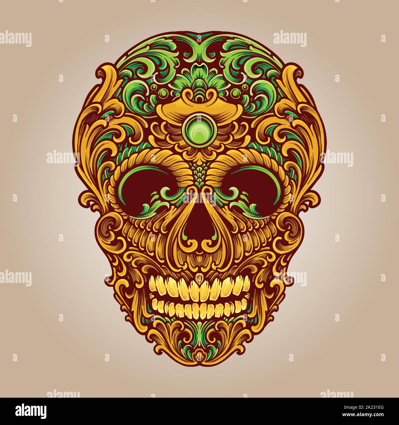Skull head classic ornament illustration vector illustrations for your ...