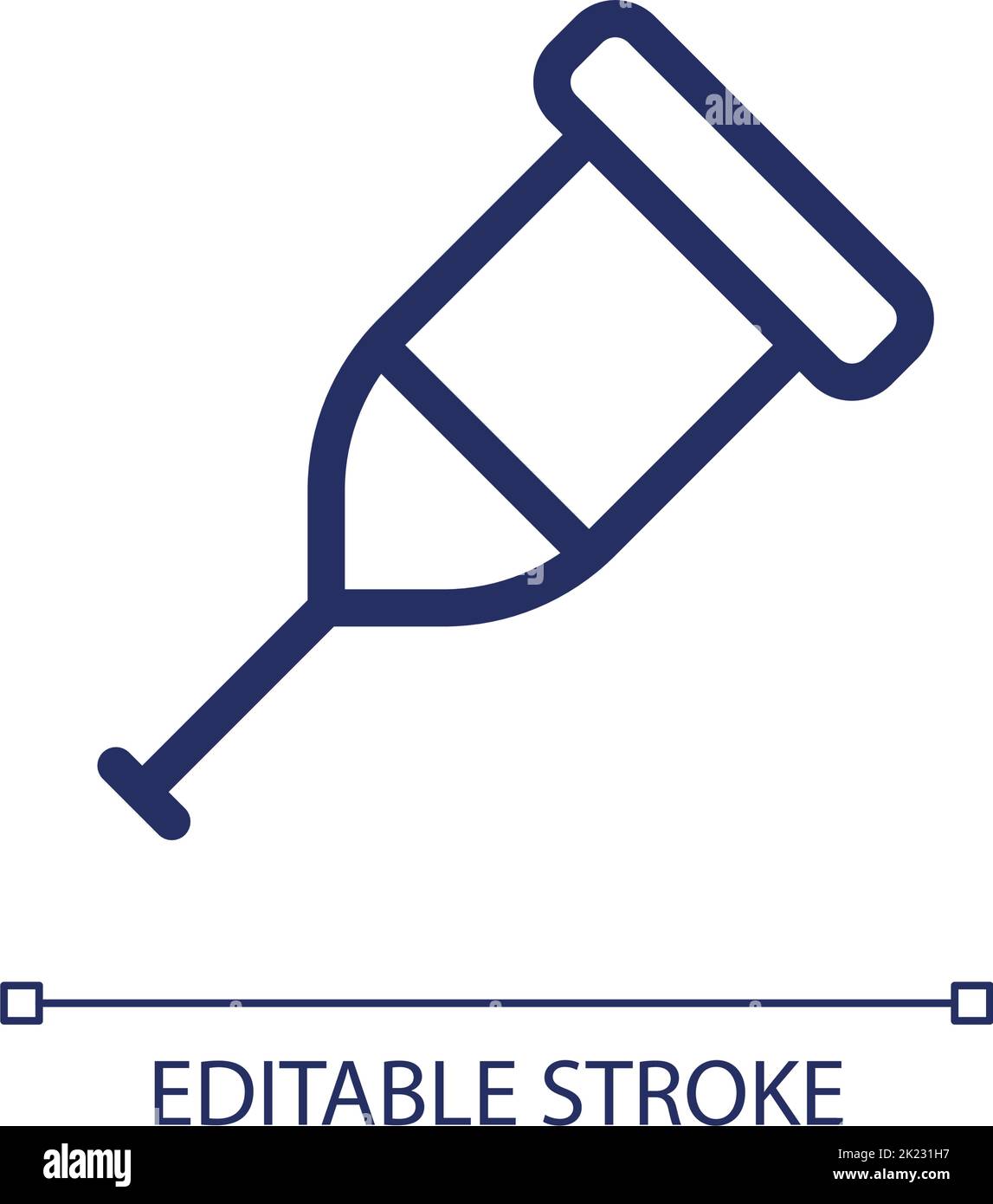 Crutch pixel perfect linear ui icon Stock Vector