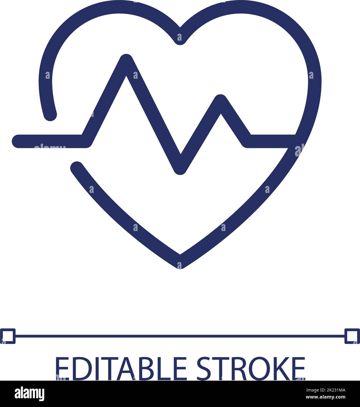 Cardiogram pixel perfect linear ui icon Stock Vector