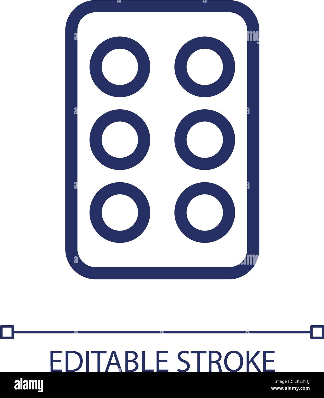 Pills in blister pack pixel perfect linear ui icon Stock Vector