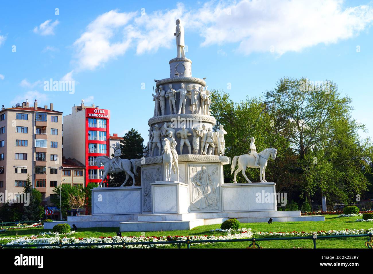 White monumental statue at the city center of Eskisehir-Turkey Stock Photo