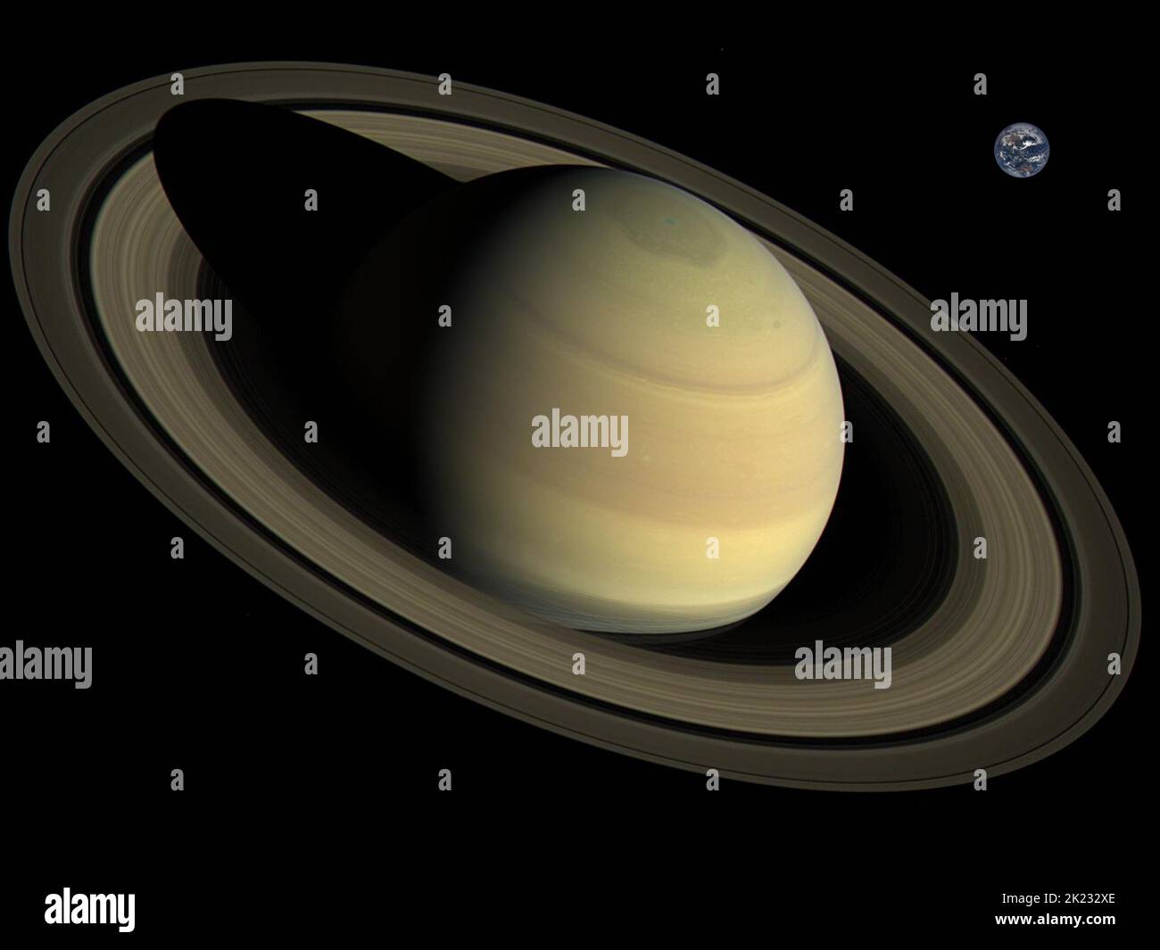 Accurate size comparison of Earth and Saturn. of Solar System