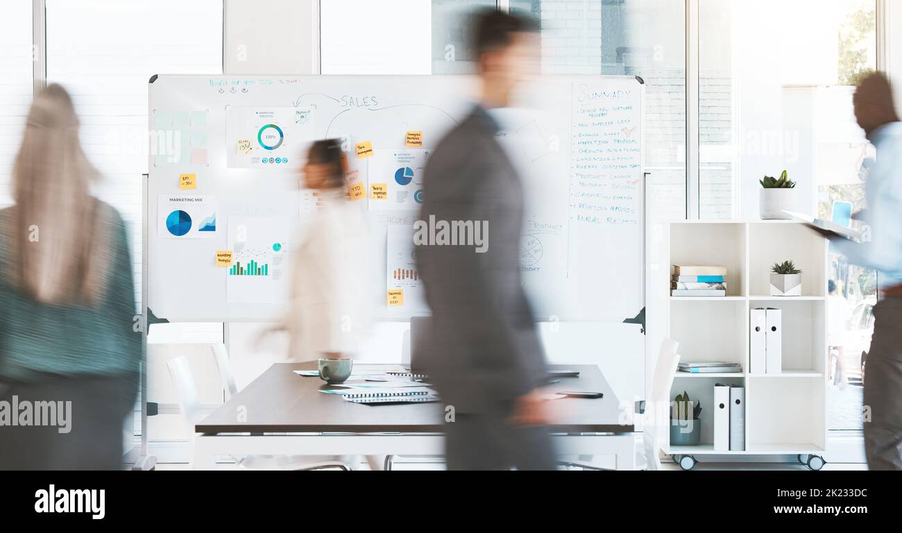Working, busy office and business team worker moving fast in a company. Corporate staff walking