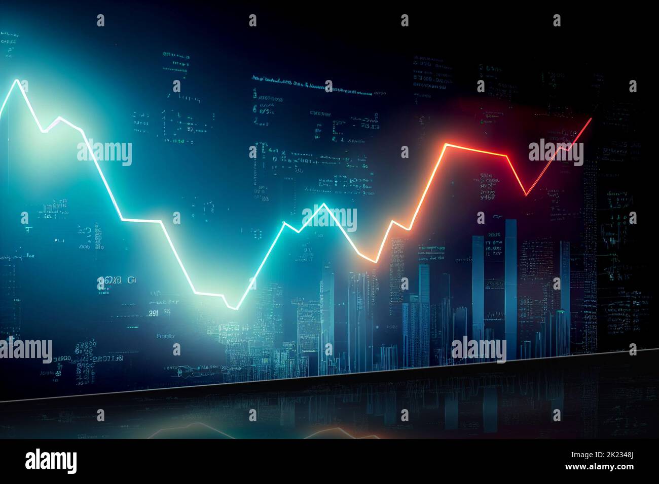 Abstract digital art of Stock market investment progress chart - DGi Stock Photo