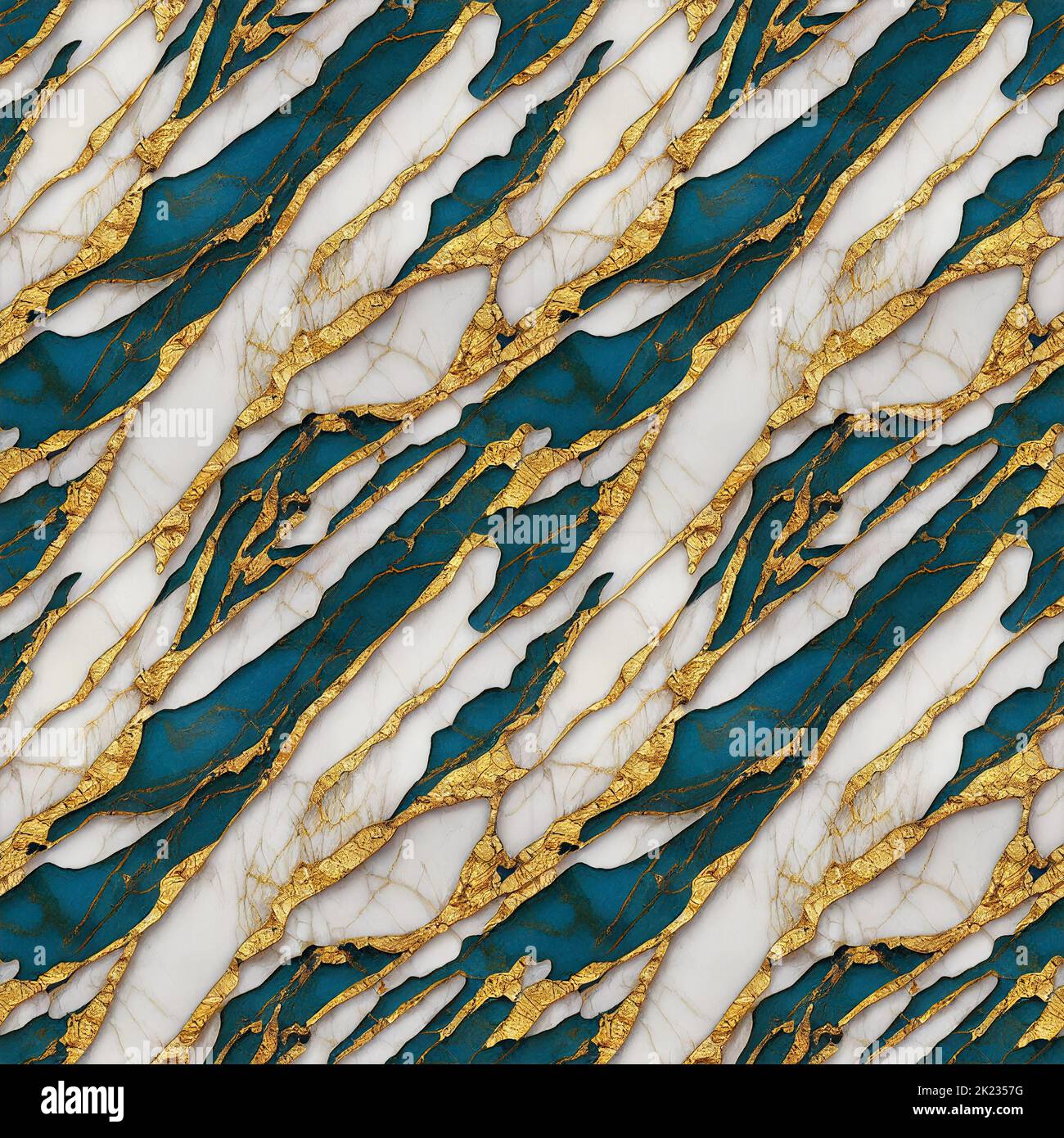 Seamless Pattern teal and gold marble - DGi Stock Photo