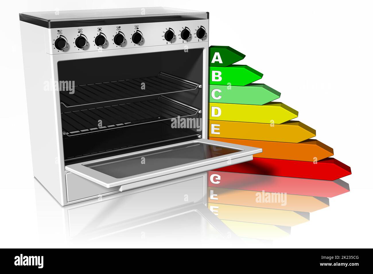 3D illustration. Appliances stove, kitchen with flanked symbol of