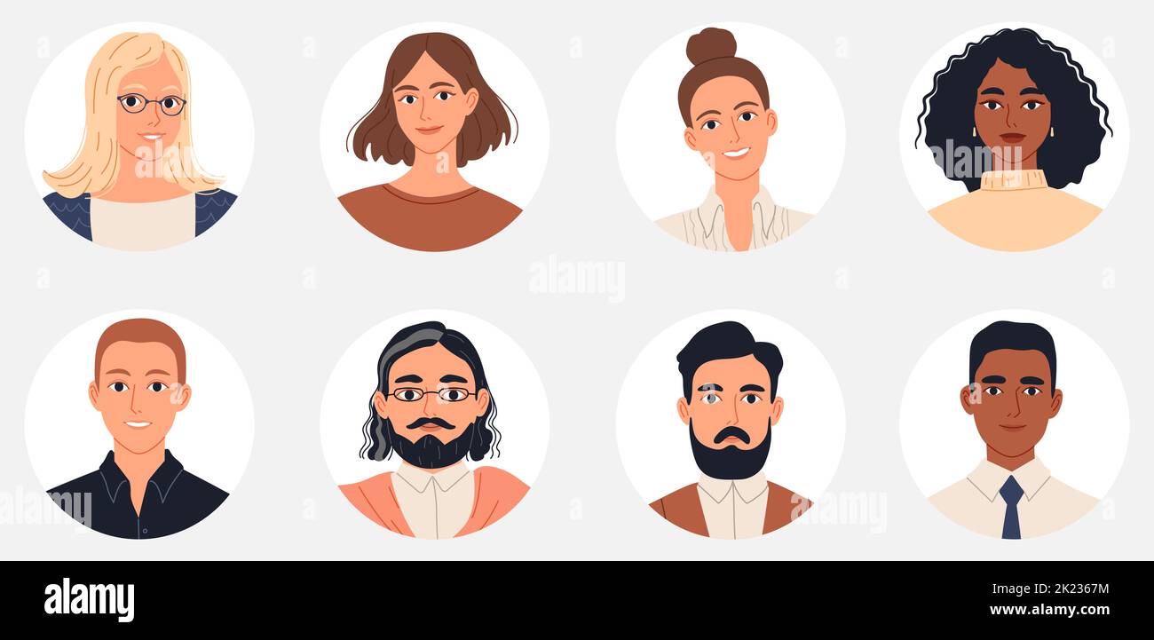 Portraits of diverse mixed age group of business professionals. Stock Vector
