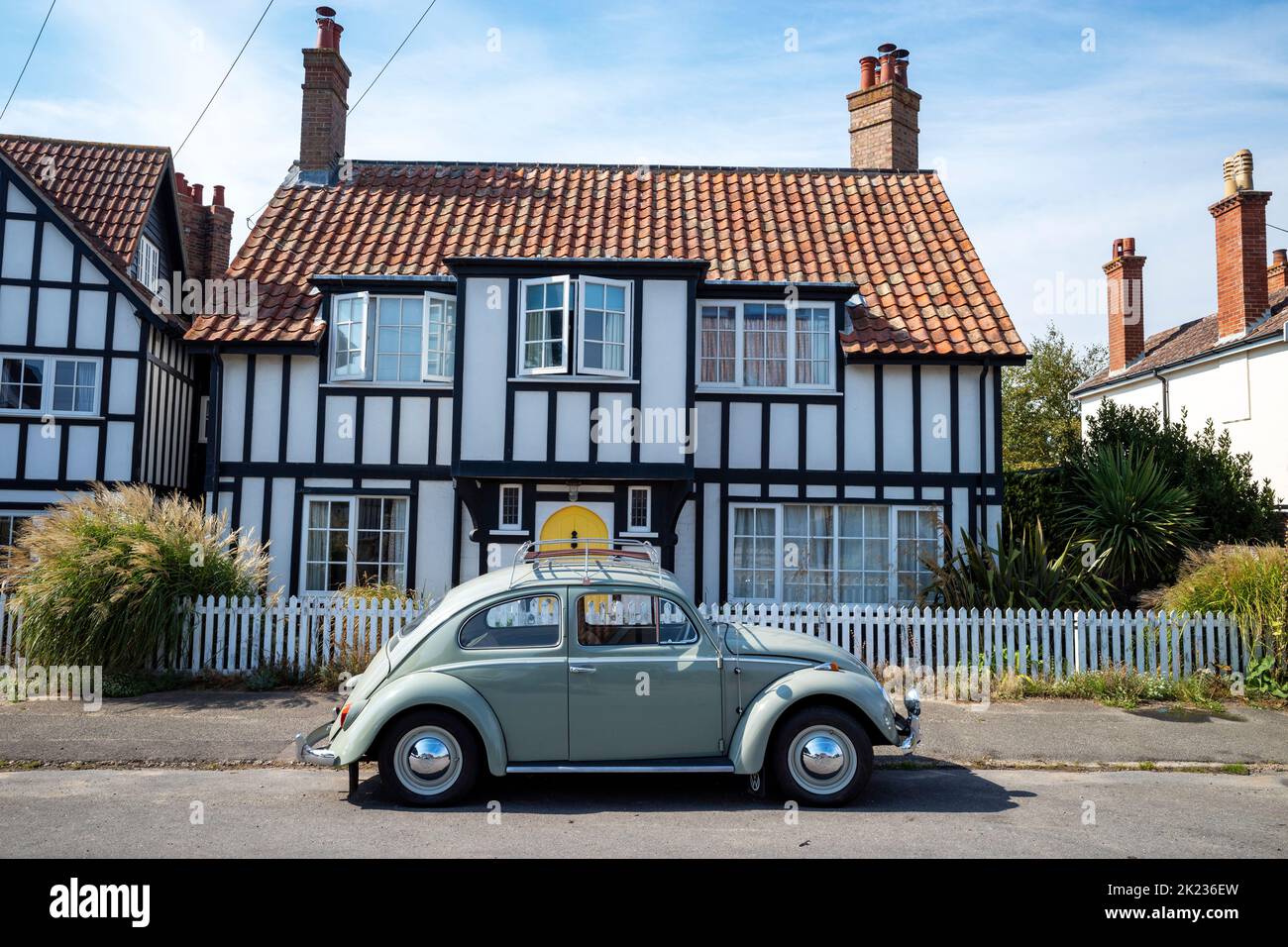 Original VW Beetle car Thorpeness Suffolk UK Stock Photo
