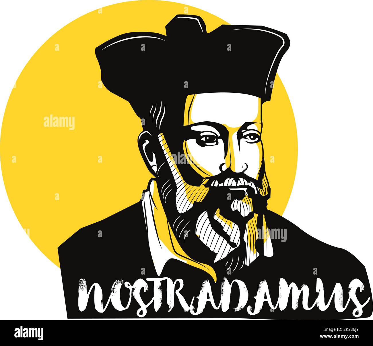Vector Portrait of French Astrologer Nostradamus Stock Vector Image