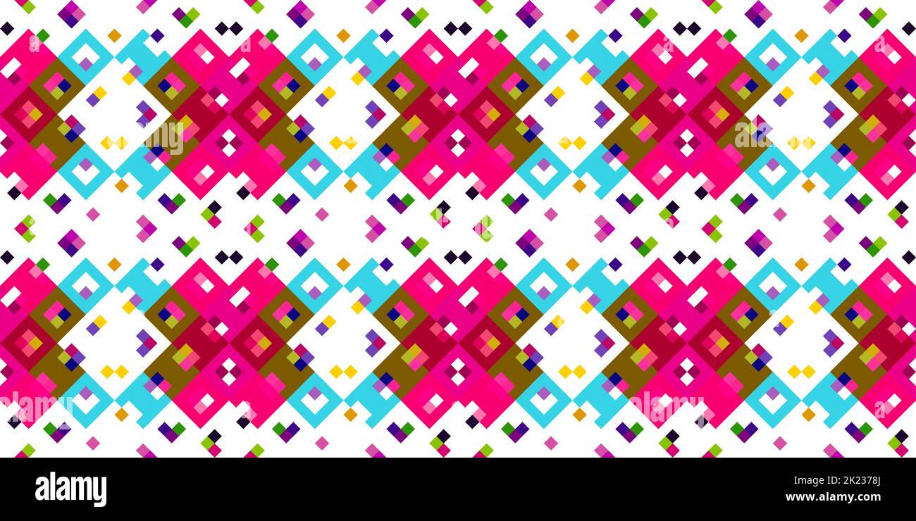 Retro geometric pixel pattern. Playful fun kaleidoscopic pink wallpaper ...