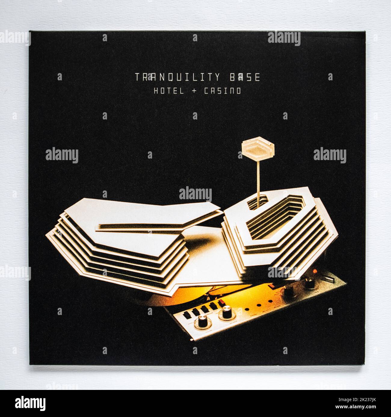LP cover of Tranquility Base Hotel and Casino, the sixth studio album by Arctic Monkeys, which was released in 2018. Stock Photo