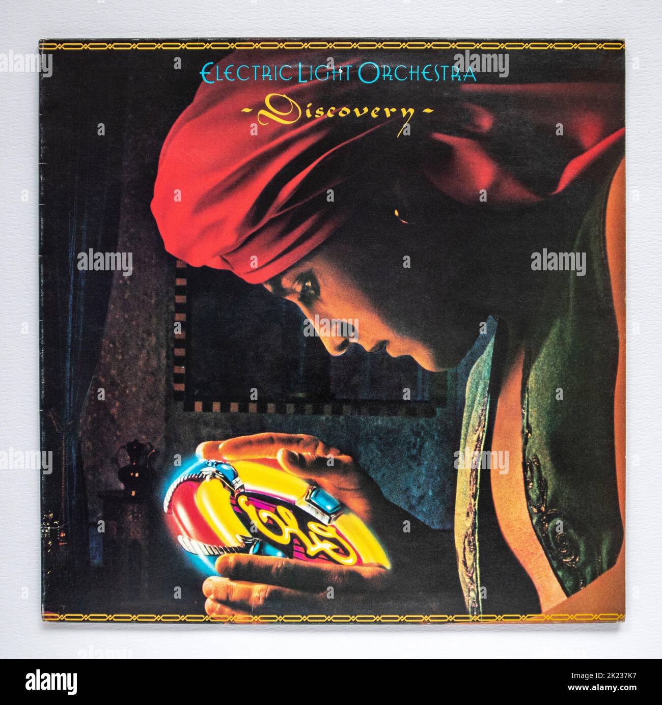 LP cover of Discovery, the eighth studio album by the Electric Light Orchestra, which was released in 1979. Stock Photo
