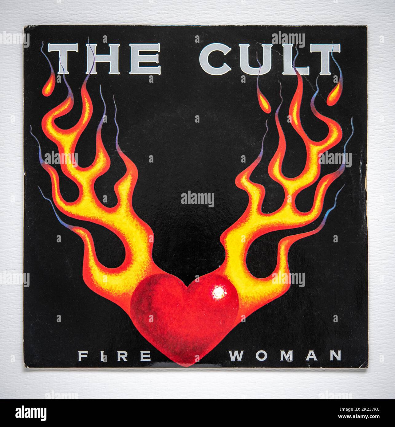 Picture cover of the seven inch single version of Fire Woman by The Cult, which was released in 1989. Stock Photo