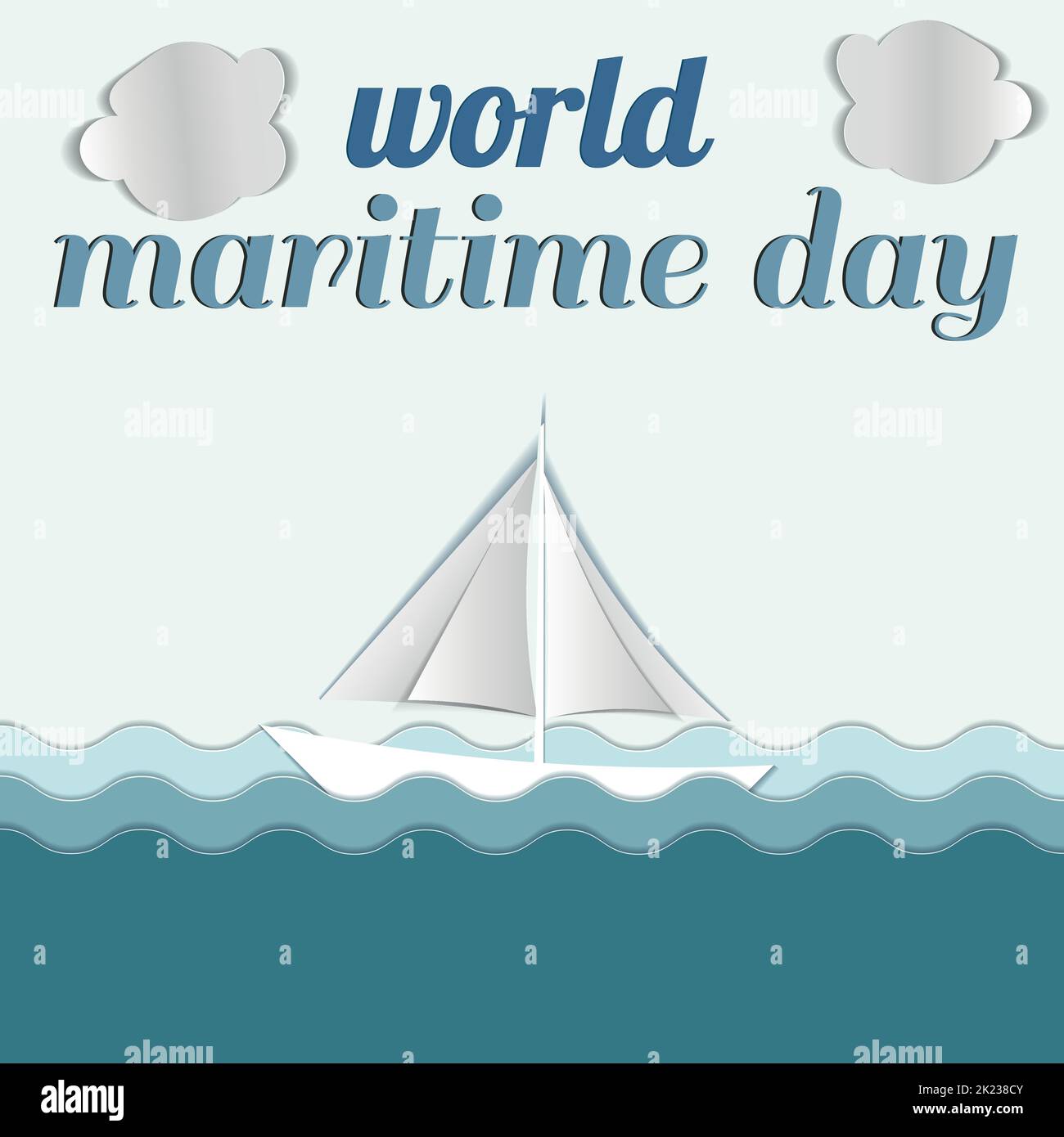 papercut postcard world maritime day Stock Vector