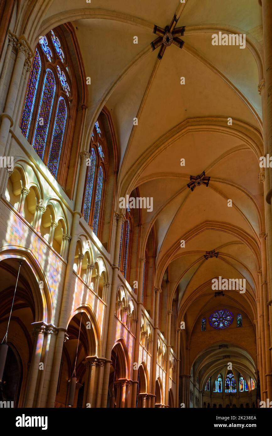 LYON, FRANCE, September 21, 2022 : Inside Saint-Jean Cathedral, in the heart of the medieval and Renaissance district of Vieux-Lyon, of which it is on Stock Photo