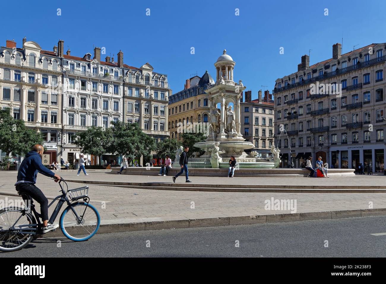 LYON, FRANCE, September 21, 2022 : Place des Jacobins, in the zone classified as World Heritage Site by UNESCO, and one of the most famous place in Ly Stock Photo