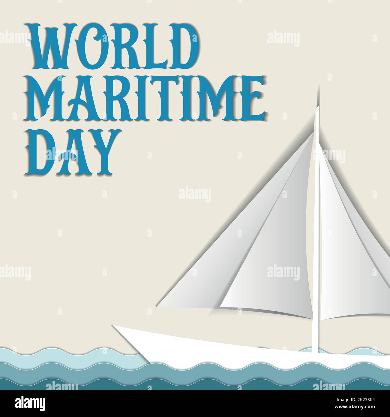 papercut postcard world maritime day Stock Vector