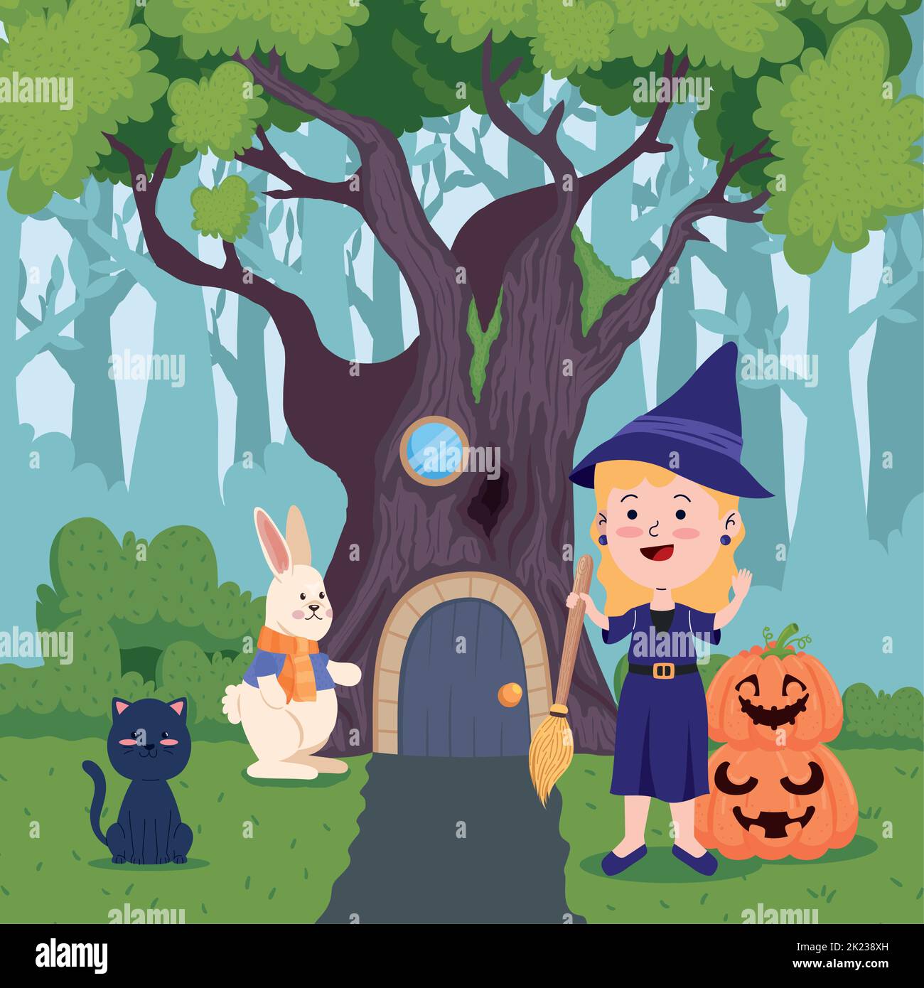 halloween witch with rabbit Stock Vector Image & Art - Alamy