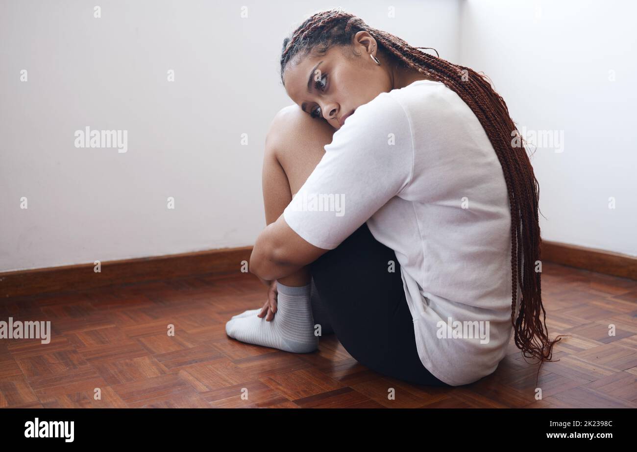 Depression, stress and anxiety with a woman suffering with her mental