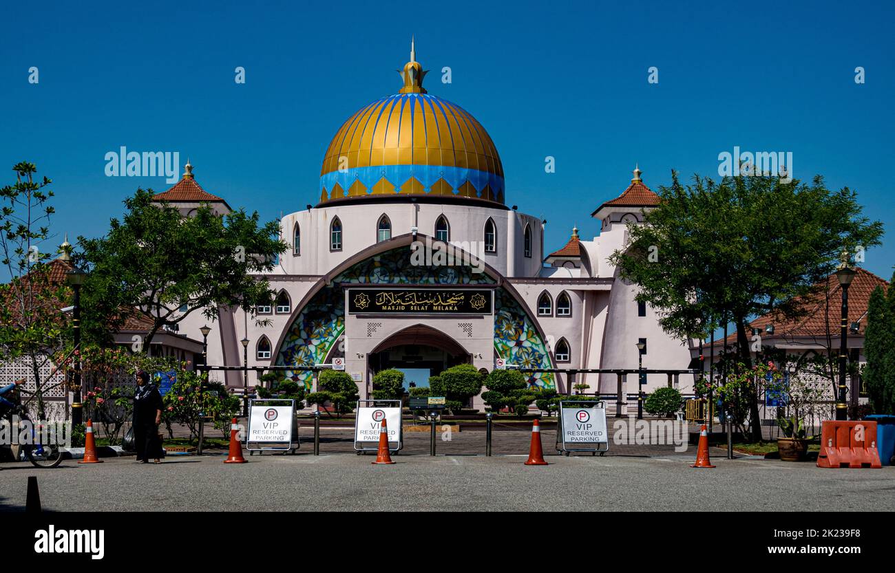 Malaysia, July 10, 2022 - the Floating Mosque in the afternoon in Malacca. Stock Photo