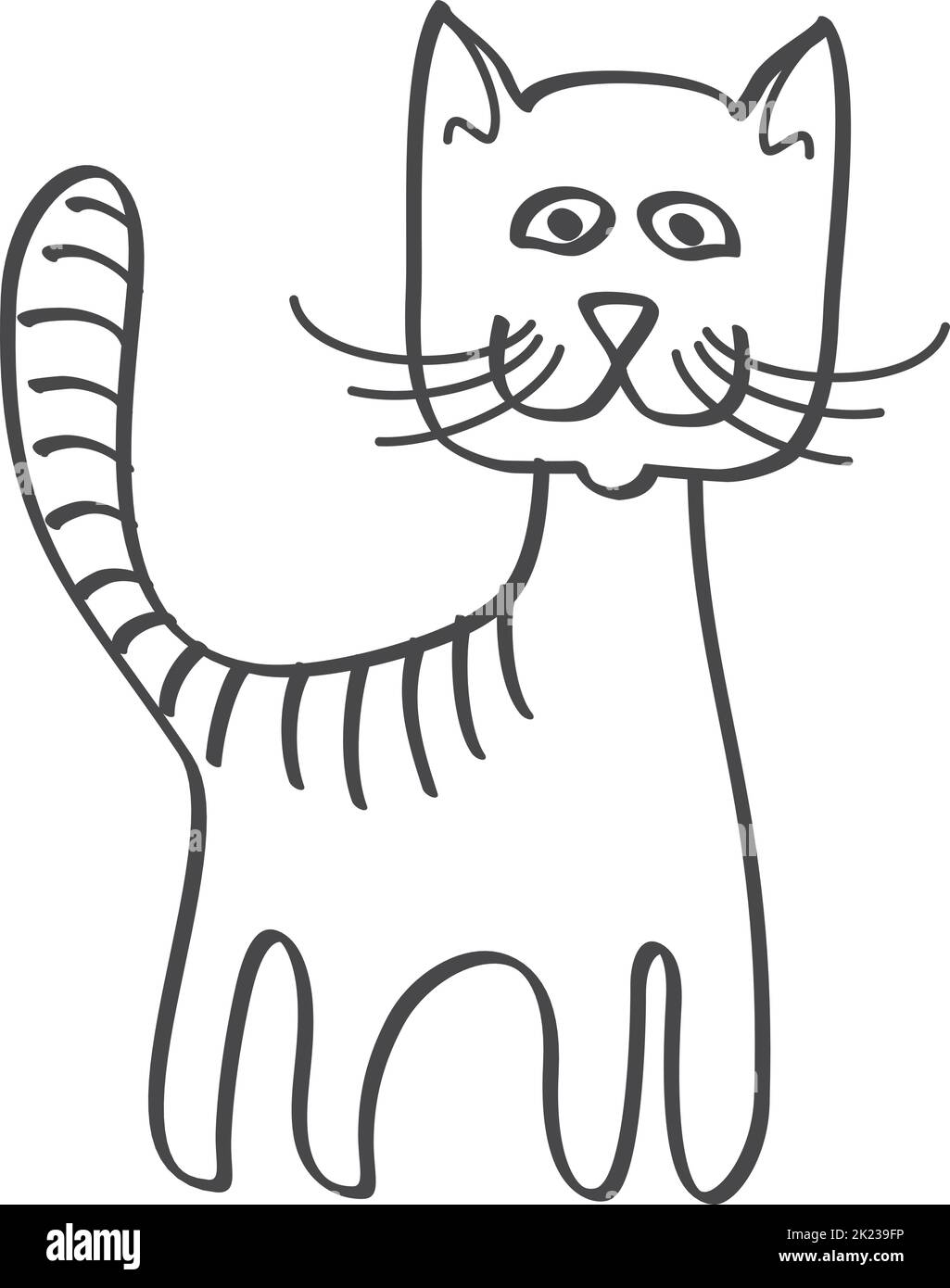 Smiling cat doodle. Funny kitten child sketch Stock Vector