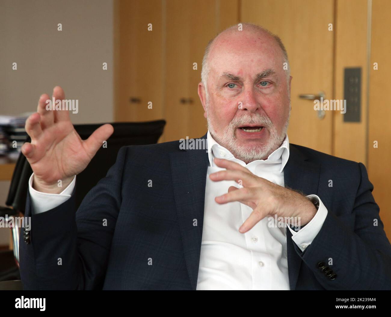 Berlin, Germany. 20th Sep, 2022. Ulrich Silberbach, head of the dbb, during a dpa interview on the upcoming round of public sector pay talks. Credit: Wolfgang Kumm/dpa/Alamy Live News Stock Photo