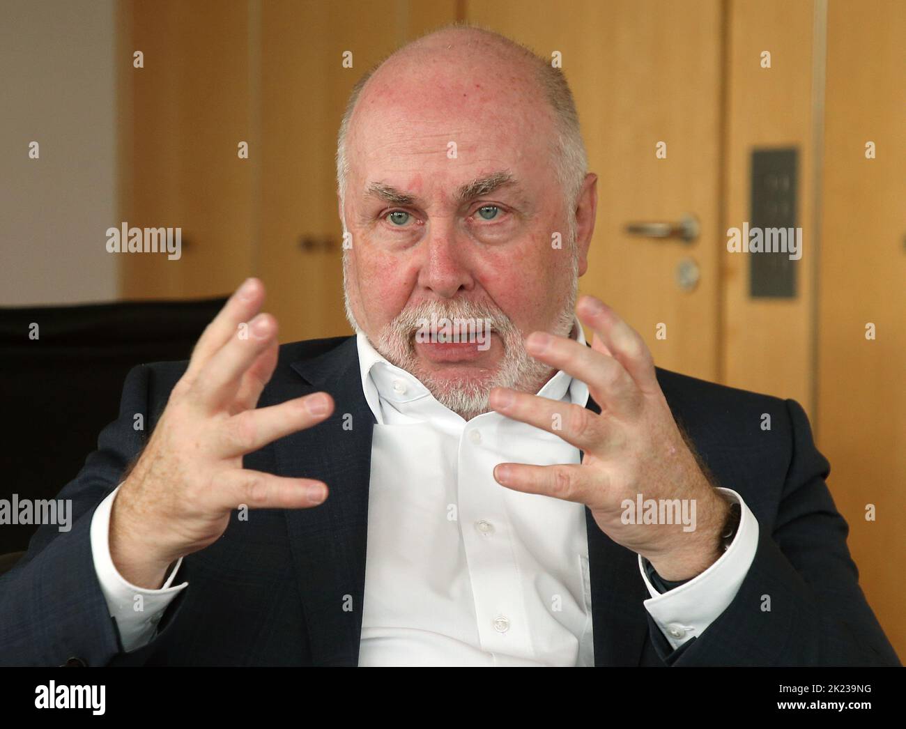 Berlin, Germany. 20th Sep, 2022. Ulrich Silberbach, head of the dbb, during a dpa interview on the upcoming round of public sector pay talks. Credit: Wolfgang Kumm/dpa/Alamy Live News Stock Photo