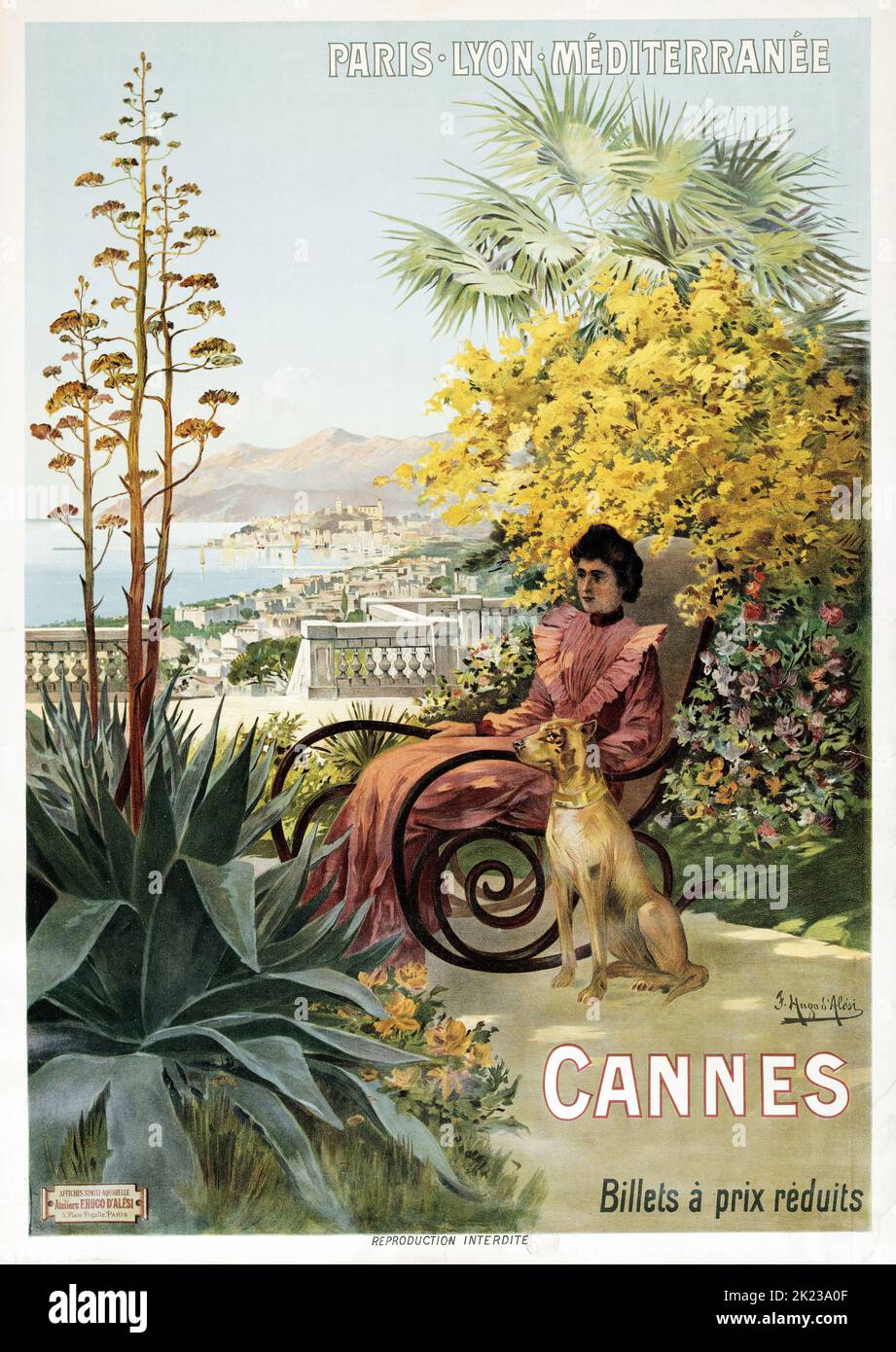 FREDERIC HUGO D'ALESI (1849-1906) Travel poster Cannes c 1890-1900 Stock Photo