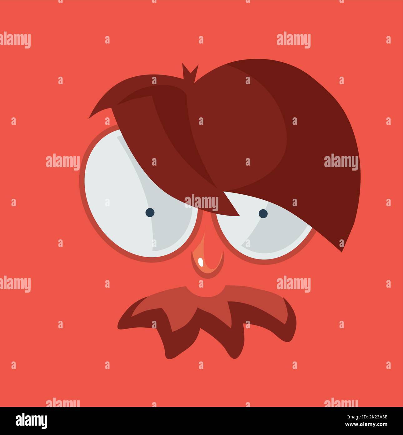 Angry face. Cartoon square sticker with funny expression Stock Vector