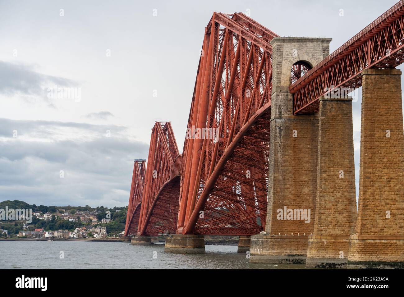 A view of the Forth Rail Bridge over the Firth of Forth from Hawes, Scotland, UK. Stock Photo