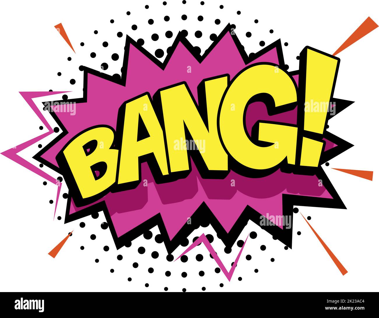 Bang word in comic style. Halftone color splash frame Stock Vector