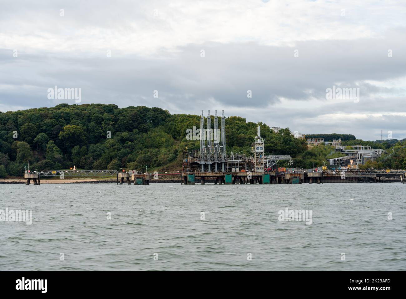 A view of Braefoot Bay - the Exxon-Shell export terminal on the Firthof Forth, in Fife, Scotland, UK Stock Photo