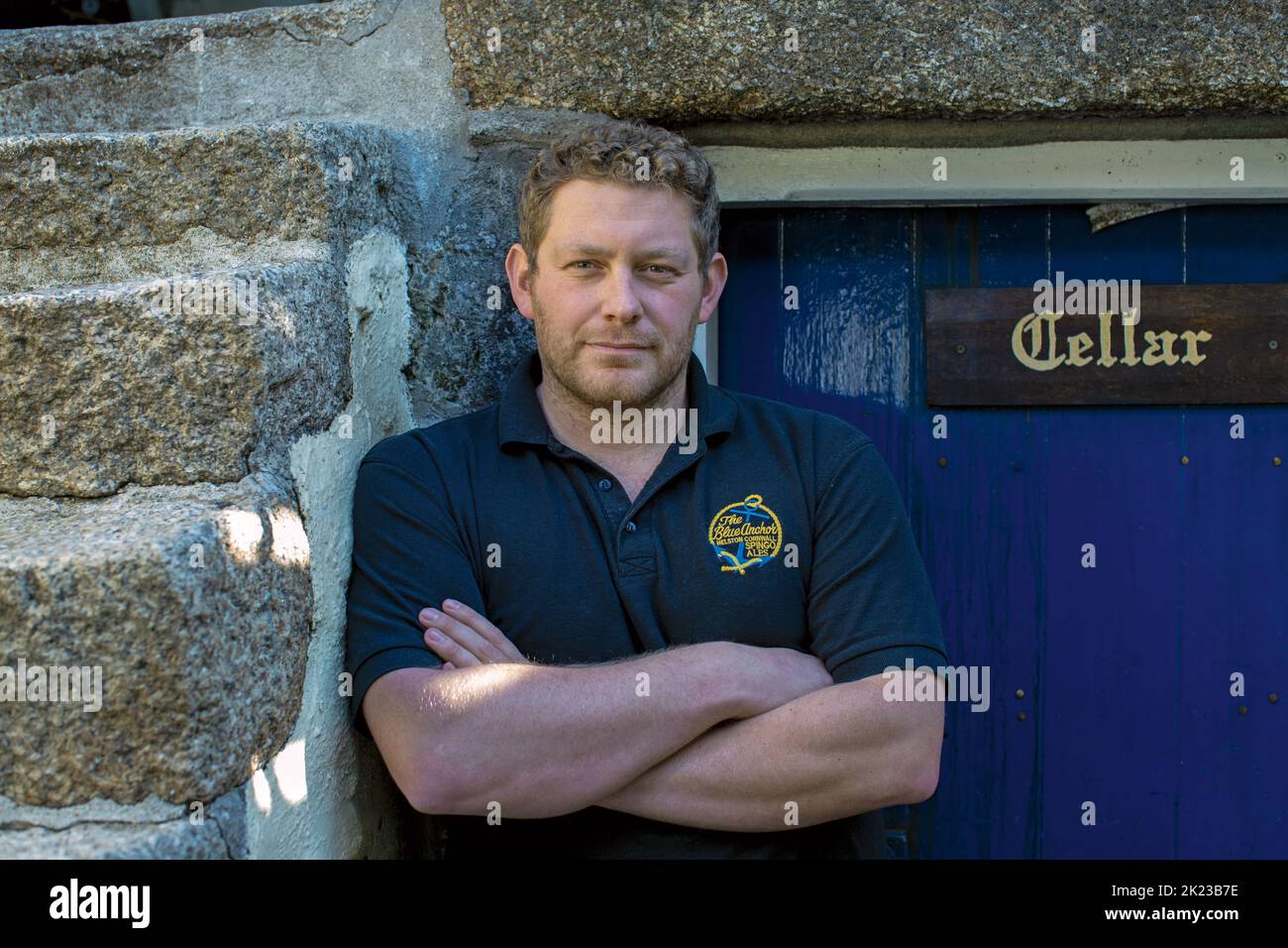 Head brewer,Ben Stone, The Blue Anchor Inn in Helston , Cornwall, England . Stock Photo