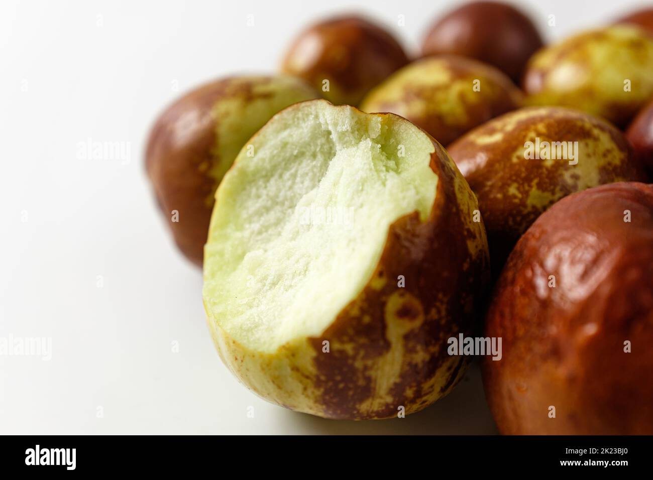sweet fruit. fruit in a round shape. fruits eaten in asia Stock Photo