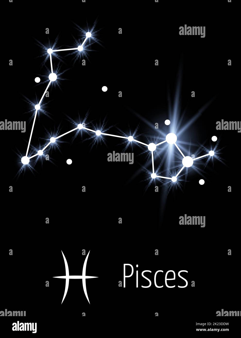 Star constellation in dark space. Pisces zodiac sign Stock Vector