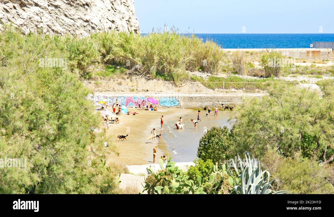 beach and loading dock in Vallcarca, El Garraf, Barcelona, Catalunya