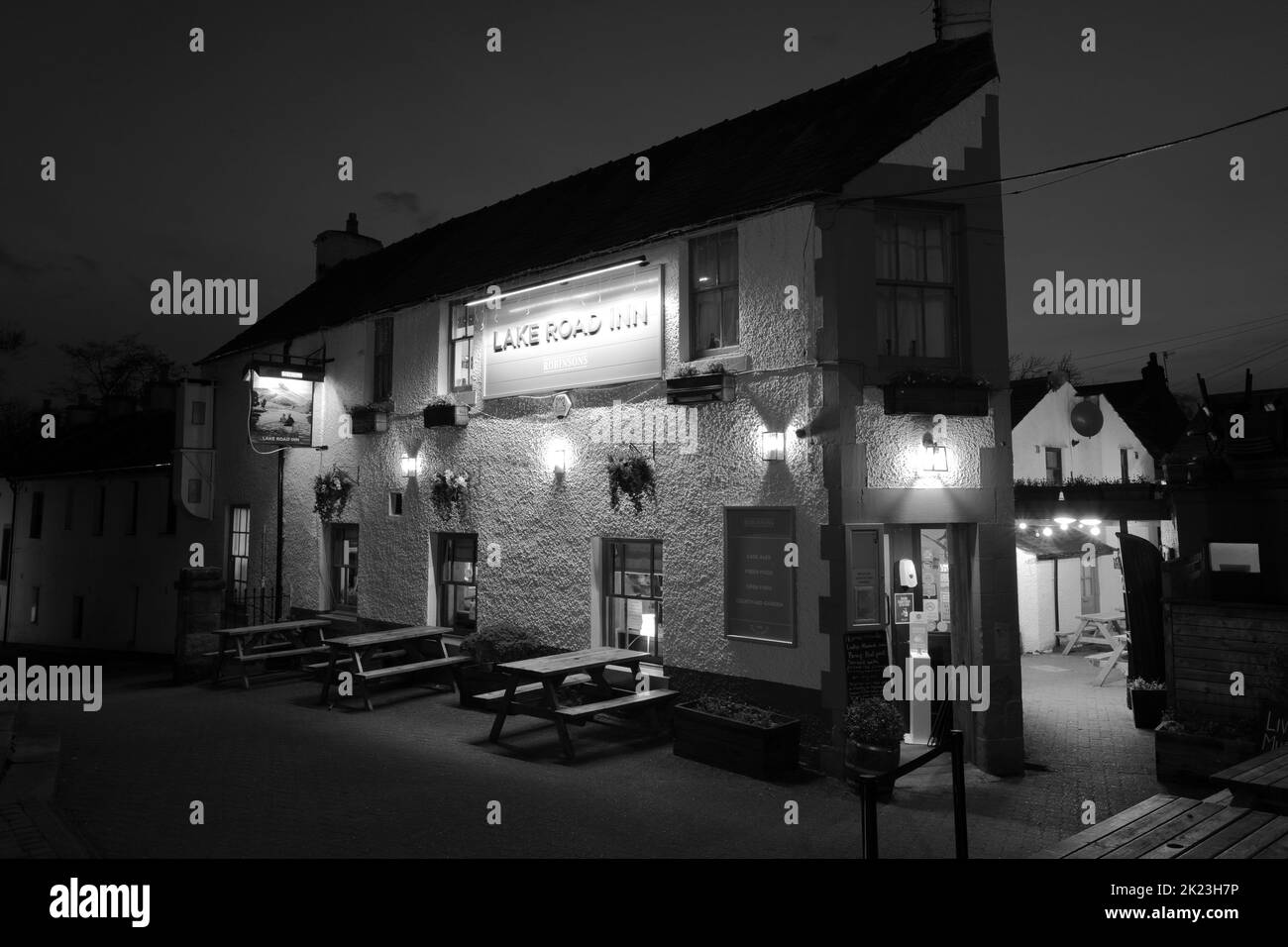 The Lake Road Inn Pub, Keswick town, Lake District National Park, Cumbria County, England, UK Stock Photo
